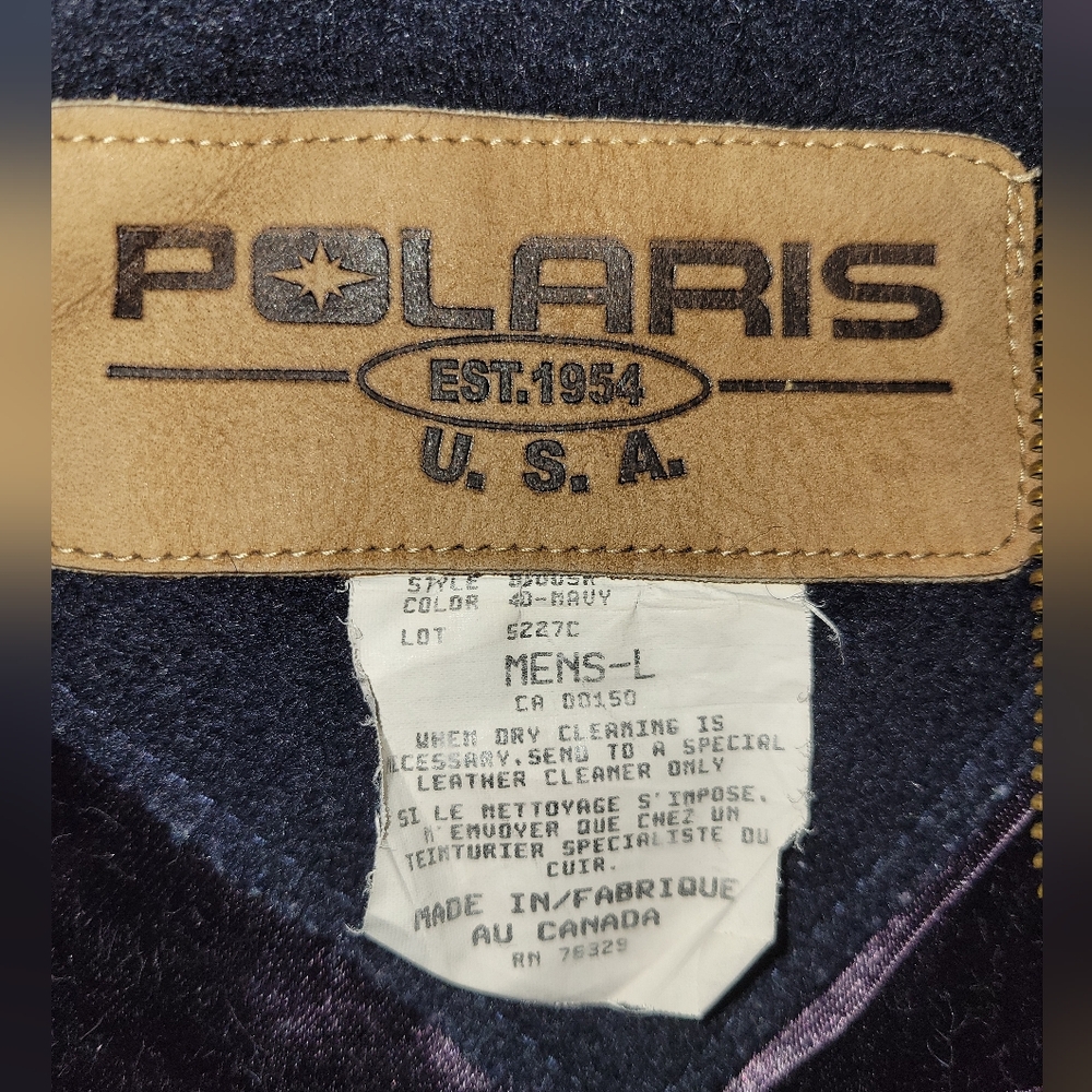 Vintage Polaris Varsity Navy Gray Bomber Jacket, Made In Canada Men's Large/XL - Picture 3 of 12